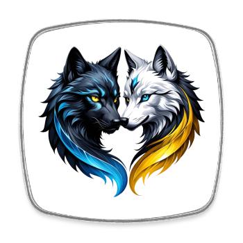 Têtes de loup majestueuses. - Magnet carré - blanc - Devant