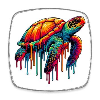 Turtle - Square fridge magnet - white - Front