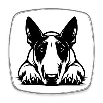Bull Terrier Head with Paws - Square fridge magnet - white - Front