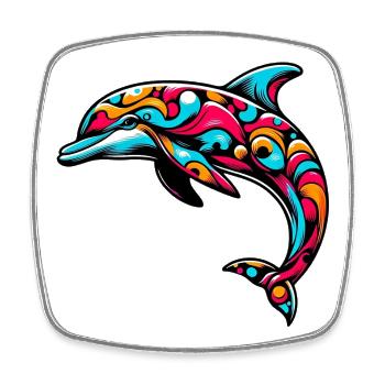 Delfin - Viereckiger Kühlschrankmagnet - Weiß - Vorne