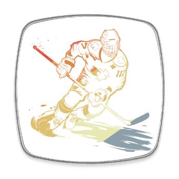 Eishockeyspieler Skizze Retro - Viereckiger Kühlschrankmagnet - Weiß - Vorne