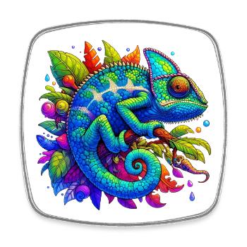 Chameleon - Square fridge magnet - white - Front