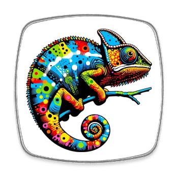 Caméléon - Magnet carré - blanc - Devant