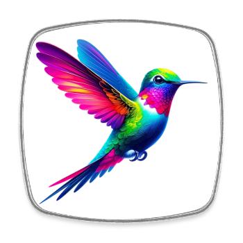 Kolibri - Viereckiger Kühlschrankmagnet - Weiß - Vorne