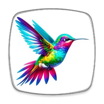 Kolibri - Viereckiger Kühlschrankmagnet - Weiß - Vorne