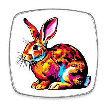 Lapin - Magnet carré - blanc - Devant