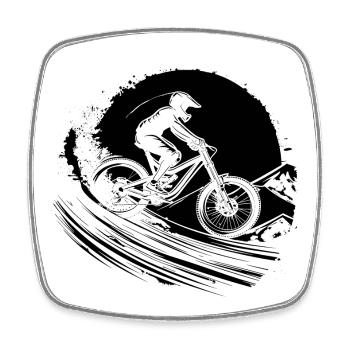 Mountainbiken - Viereckiger Kühlschrankmagnet - Weiß - Vorne