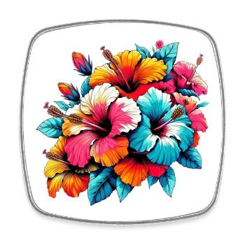 Hibiscus Flowers - Square fridge magnet - white - Front