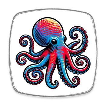 Octopus - Square fridge magnet - white - Front