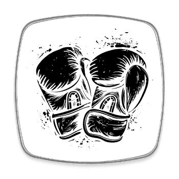 Boxhandschuhe - Viereckiger Kühlschrankmagnet - Weiß - Vorne
