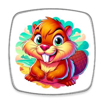 Beaver - Square fridge magnet - white - Front