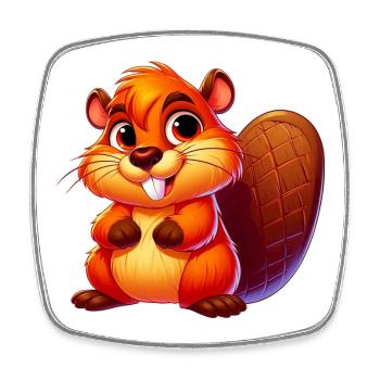 Beaver - Square fridge magnet - white - Front