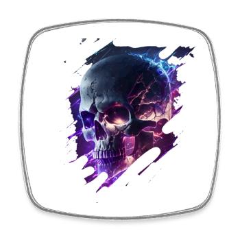 Neon-Kriegs Skull Design - Viereckiger Kühlschrankmagnet - Weiß - Vorne