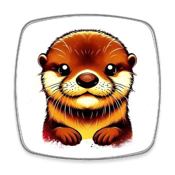 Otter - Viereckiger Kühlschrankmagnet - Weiß - Vorne