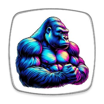 Gorilla - Viereckiger Kühlschrankmagnet - Weiß - Vorne