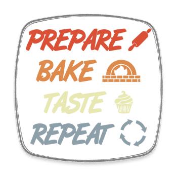 Prepare Bake Taste Repeat - Viereckiger Kühlschrankmagnet - Weiß - Vorne