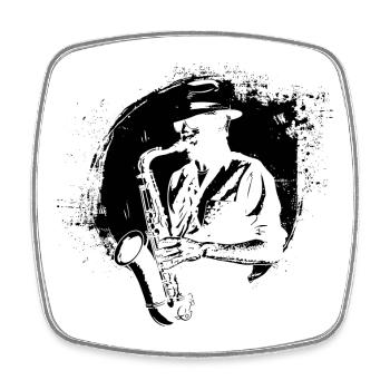 Saxophonist - Viereckiger Kühlschrankmagnet - Weiß - Vorne