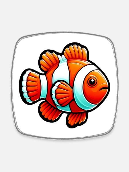 Clownfisch - Viereckiger Kühlschrankmagnet - Weiß