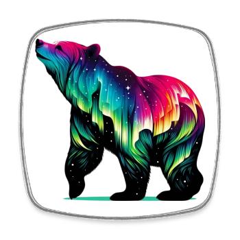 Bär - Viereckiger Kühlschrankmagnet - Weiß - Vorne