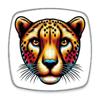 Cheetah - Square fridge magnet - white - Front