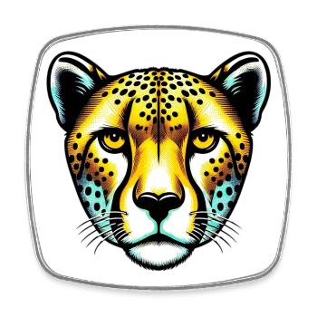 Gepard - Viereckiger Kühlschrankmagnet - Weiß - Vorne