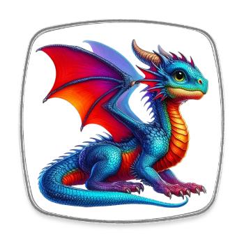 Dragon - Magnet carré - blanc - Devant