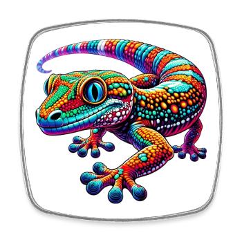 Gecko - Viereckiger Kühlschrankmagnet - Weiß - Vorne