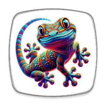 Gecko - Magnet carré - blanc - Devant