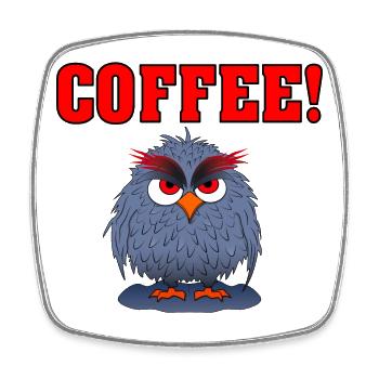 Owl COFFEE RED - Square fridge magnet - white - Front