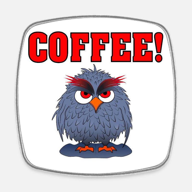 Owl COFFEE RED - Square fridge magnet - white