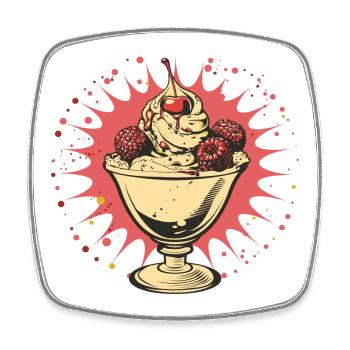 Grafik Eisbecher - Viereckiger Kühlschrankmagnet - Weiß - Vorne