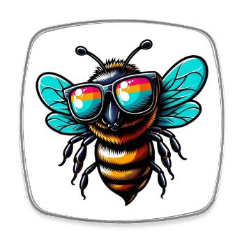 Bee - Square fridge magnet - white - Front