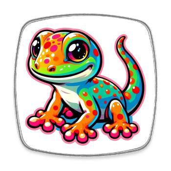 Gecko - Viereckiger Kühlschrankmagnet - Weiß - Vorne