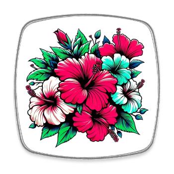 Hibiscus Flowers - Square fridge magnet - white - Front