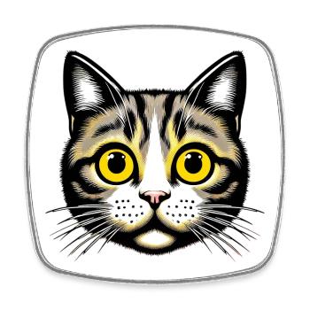 Chat - Magnet carré - blanc - Devant