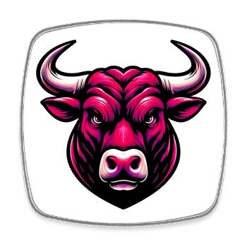 Stier - Viereckiger Kühlschrankmagnet - Weiß - Vorne