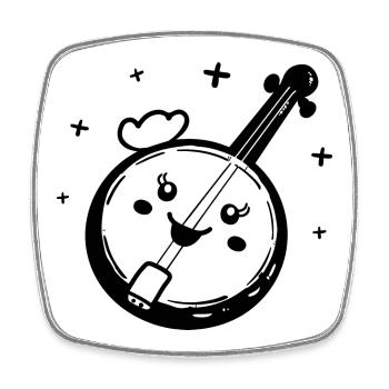 Cartoon Banjo - Square fridge magnet - white - Front