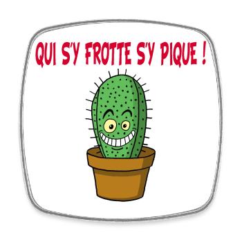 Cactus manga - Magnet carré - blanc - Devant