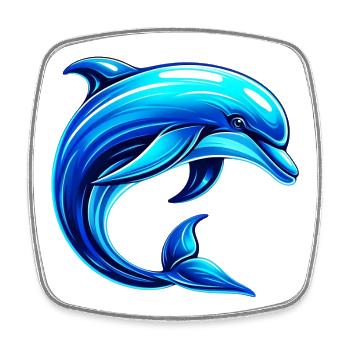 Dolphin - Square fridge magnet - white - Front