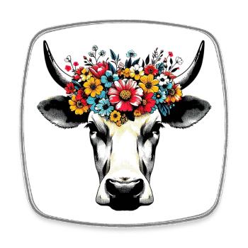 Vache - Magnet carré - blanc - Devant