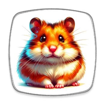 Hamster - Square fridge magnet - white - Front