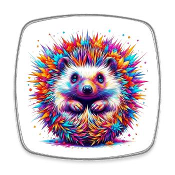Igel - Viereckiger Kühlschrankmagnet - Weiß - Vorne