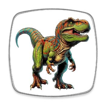 Dinosaurier - Viereckiger Kühlschrankmagnet - Weiß - Vorne