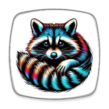 Raccoon - Square fridge magnet - white - Front