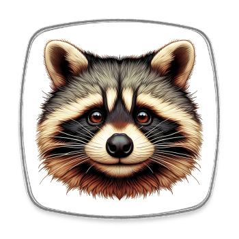 Raccoon - Square fridge magnet - white - Front