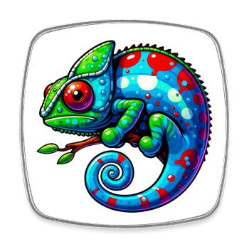 Chameleon - Square fridge magnet - white - Front