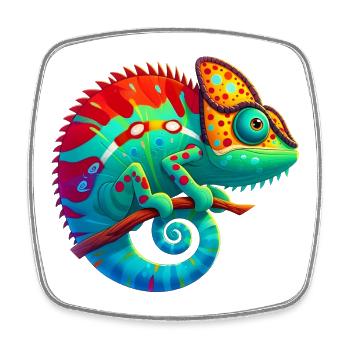 Caméléon - Magnet carré - blanc - Devant