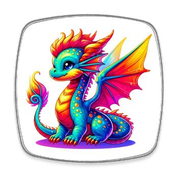 Drache - Viereckiger Kühlschrankmagnet - Weiß - Vorne