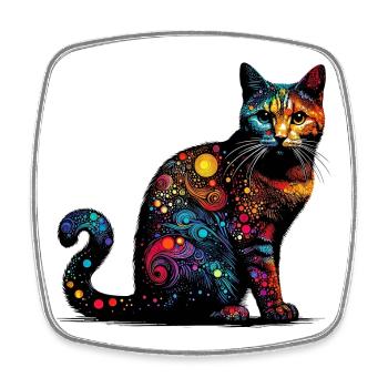 Chat - Magnet carré - blanc - Devant