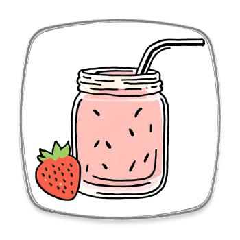 Erdbeersmoothie - Viereckiger Kühlschrankmagnet - Weiß - Vorne